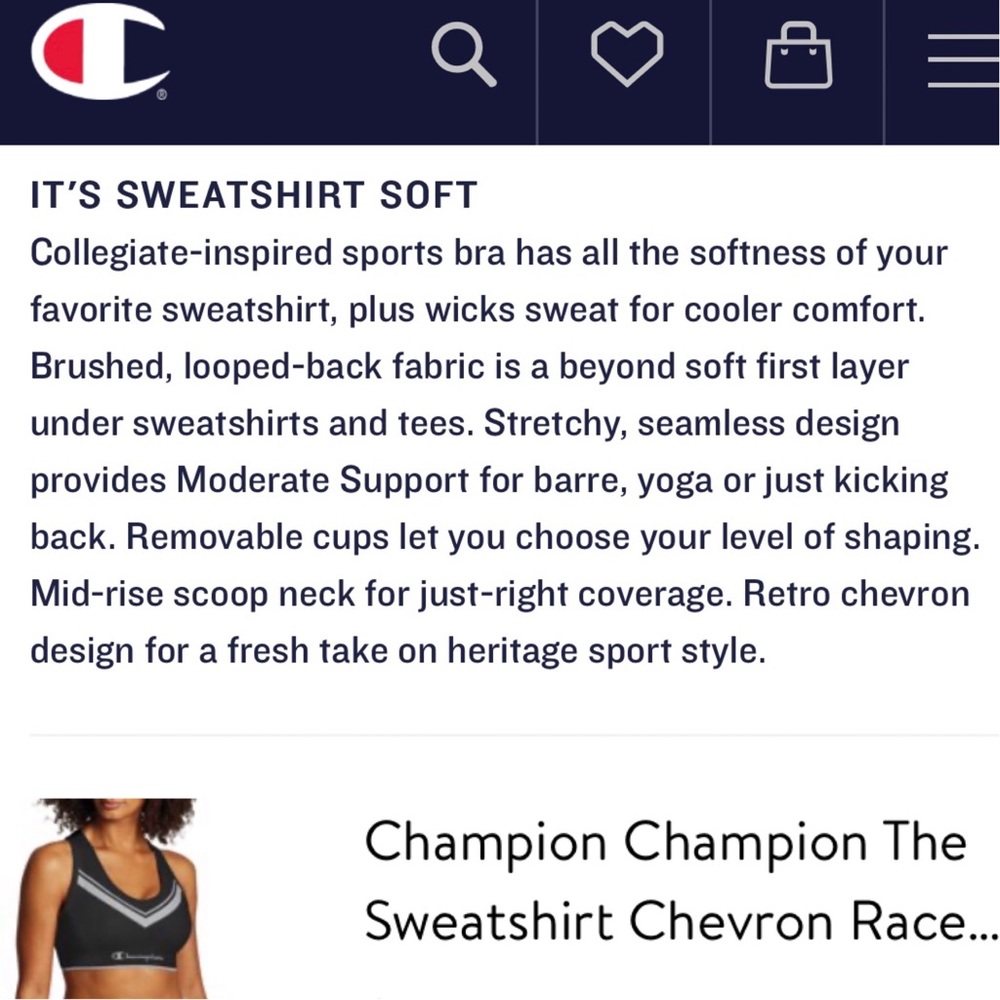 NEW! Champion Sweatshirt Chevron Sports Bra - Picture 4 of 8
